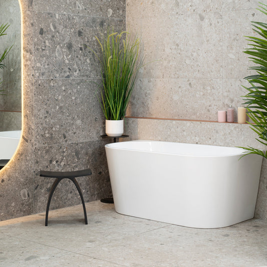 Avalon 55 inch Acrylic Freestanding Back to Wall Bathtub, Gloss White