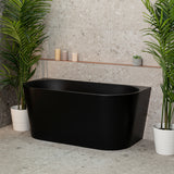 Avalon 55 inch Acrylic Freestanding Back to Wall Bathtub, Matte Black