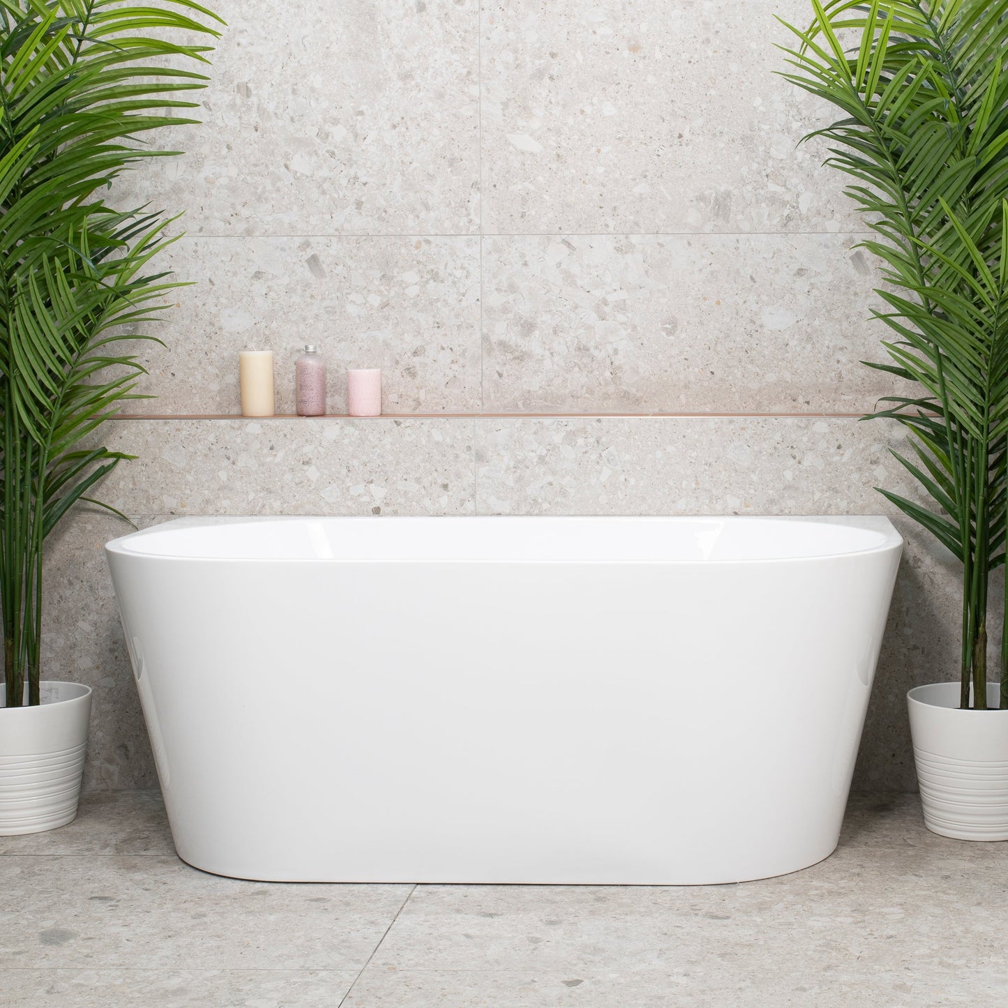 Avalon 59 inch Acrylic Freestanding Back to Wall Bathtub, Gloss White