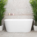 Avalon 63 inch Acrylic Freestanding Back to Wall Bathtub, Gloss White