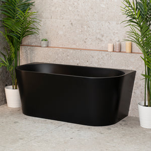 Avalon 59 inch Acrylic Freestanding Back to Wall Bathtub, Matte Black