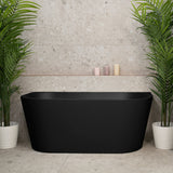 Avalon 59 inch Acrylic Freestanding Back to Wall Bathtub, Matte Black