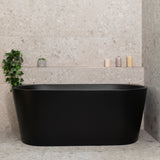 Avalon 59 inch Acrylic Freestanding Back to Wall Bathtub, Matte Black