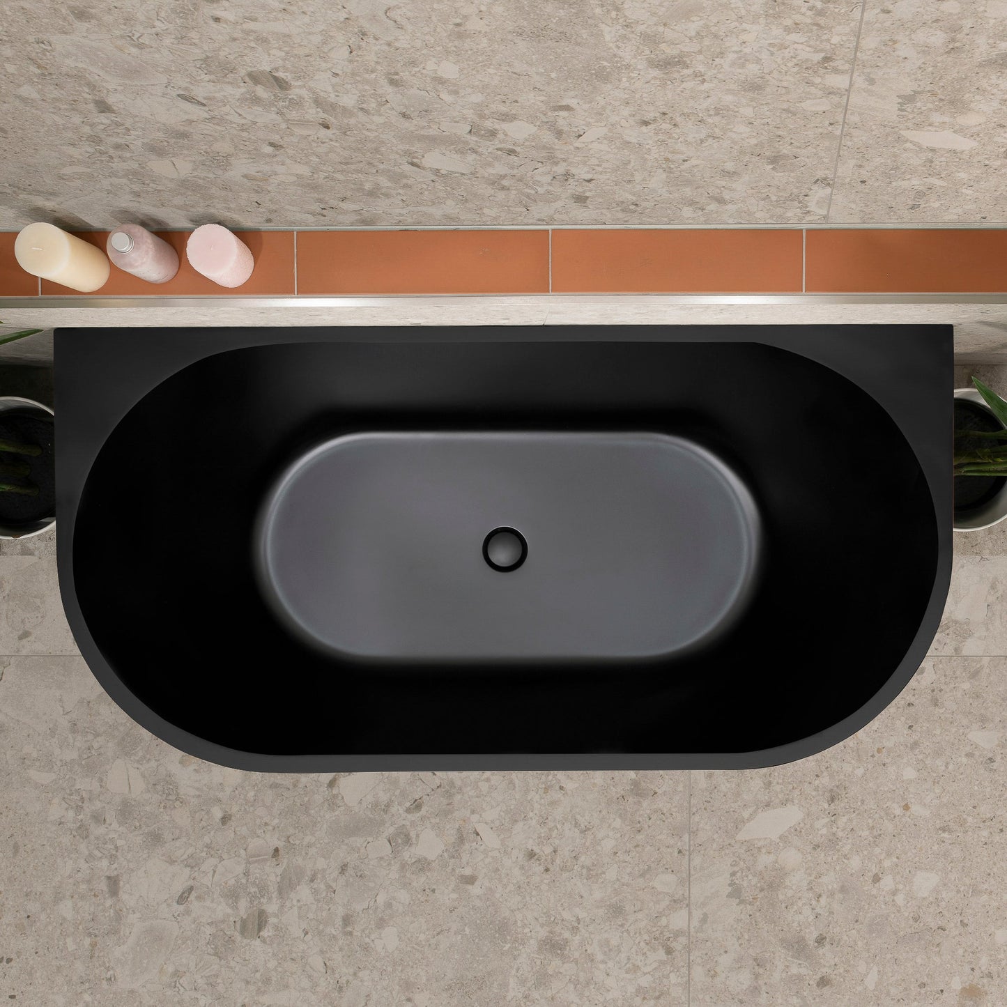 Avalon 59 inch Acrylic Freestanding Back to Wall Bathtub, Matte Black
