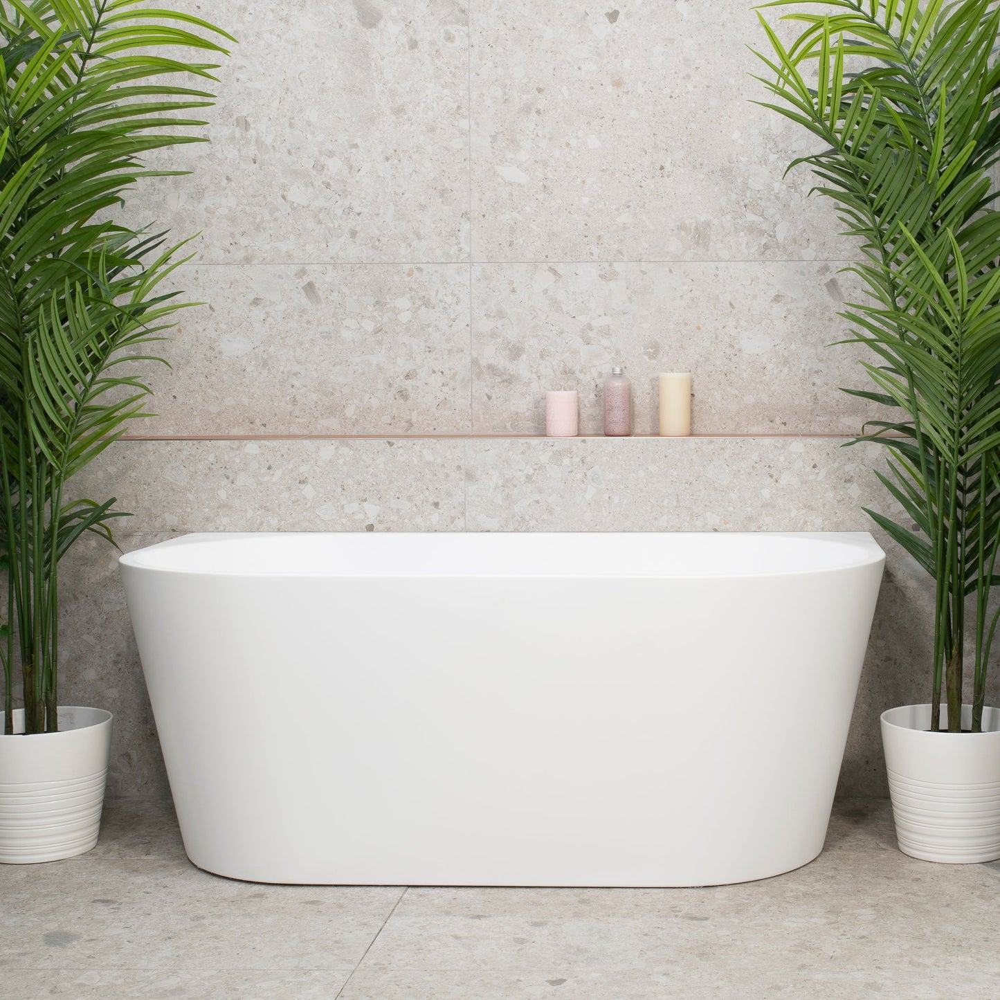 Avalon II 1600mm Back to Wall Freestanding Bath, Matte White