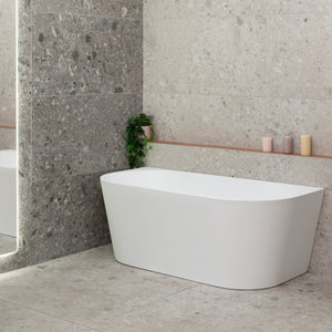 Avalon 63 inch Acrylic Freestanding Back to Wall Bathtub, Gloss White