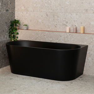 Avalon 63 inch Acrylic Freestanding Back to Wall Bathtub, Matte Black