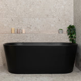Avalon 63 inch Acrylic Freestanding Back to Wall Bathtub, Matte Black