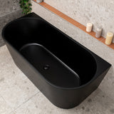 Avalon 63 inch Acrylic Freestanding Back to Wall Bathtub, Matte Black