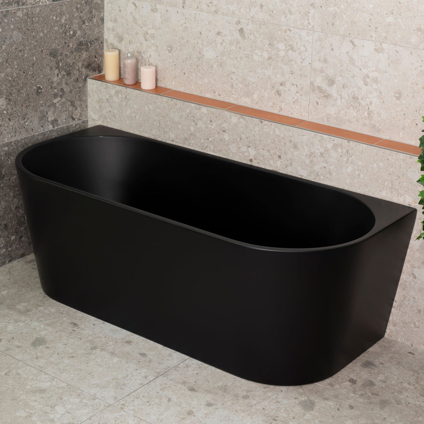 Avalon 67 inch Acrylic Freestanding Back to Wall Bathtub, Matte Black