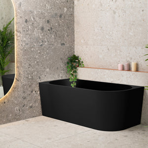 Avalon 63 inch Acrylic Freestanding Left Corner Bathtub, Matte Black