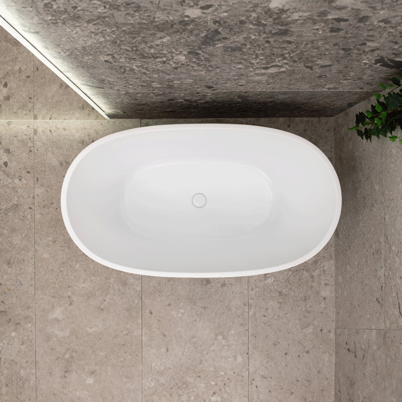 Byron Egg 47 inch Acrylic Freestanding Oval Bathtub, Matte White
