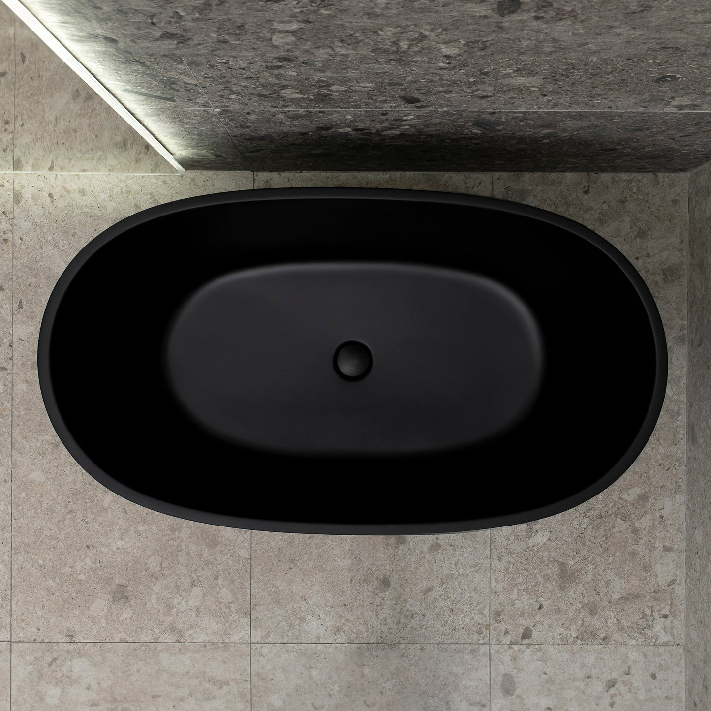 Byron Egg 47 inch Acrylic Freestanding Oval Bathtub, Matte Black