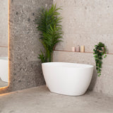 Byron Egg 47 inch Acrylic Freestanding Oval Bathtub, Matte White