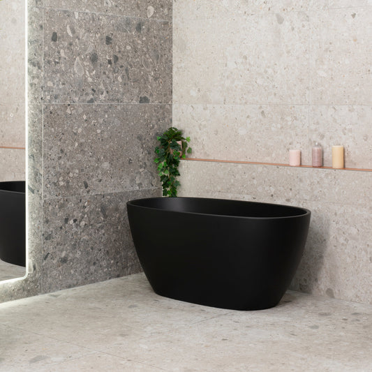 Byron Egg 51 inch Acrylic Freestanding Oval Bathtub, Matte Black