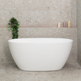 Byron Egg 51 inch Acrylic Freestanding Oval Bathtub, Matte White