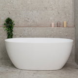 Byron Egg 55 inch Acrylic Freestanding Oval Bathtub, Matte White