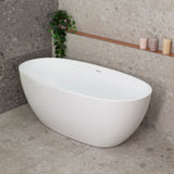 Byron Egg 59 inch Acrylic Freestanding Oval Bathtub with Overflow, Gloss White