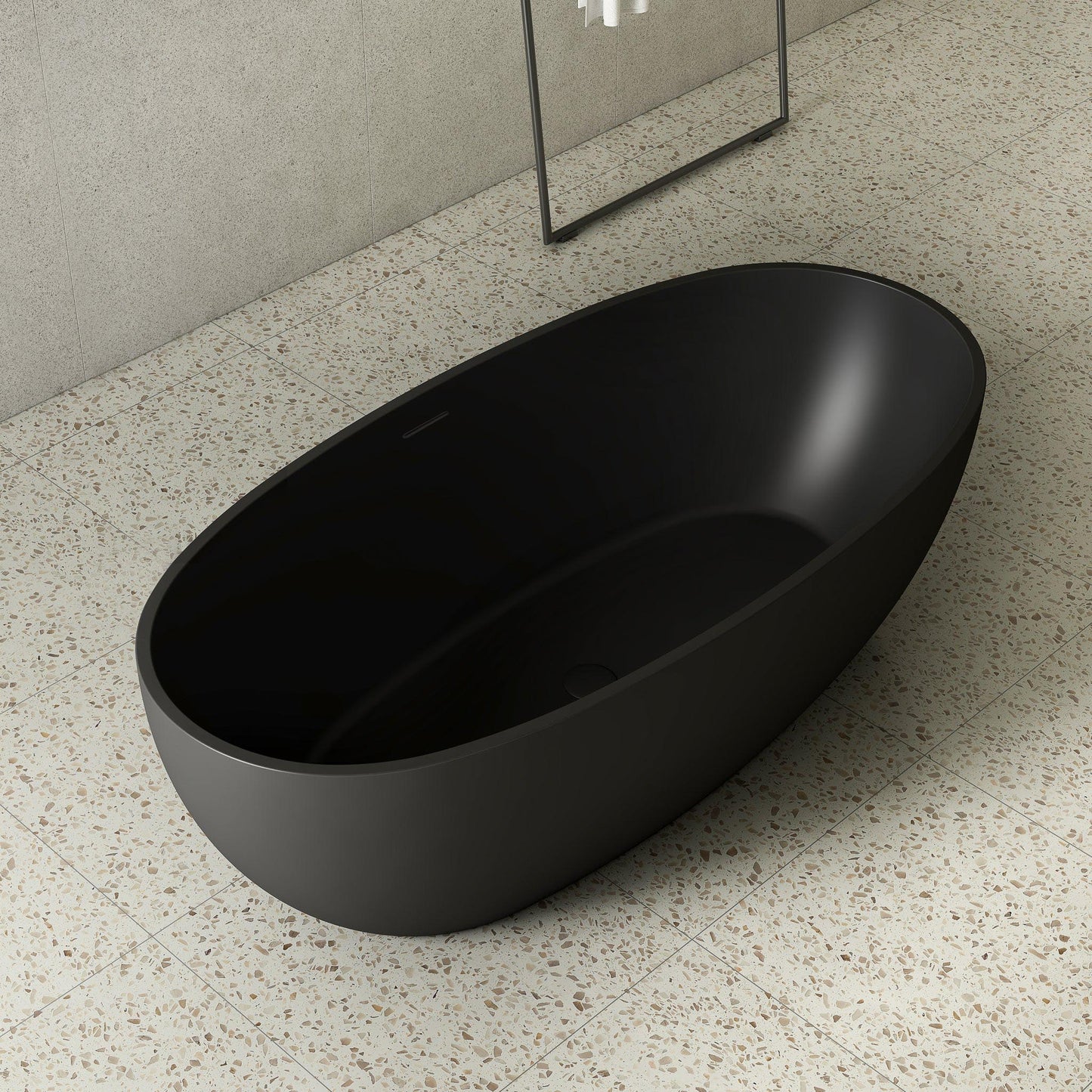 Byron Egg 1500mm Oval Freestanding Bath with Overflow, Matte Black