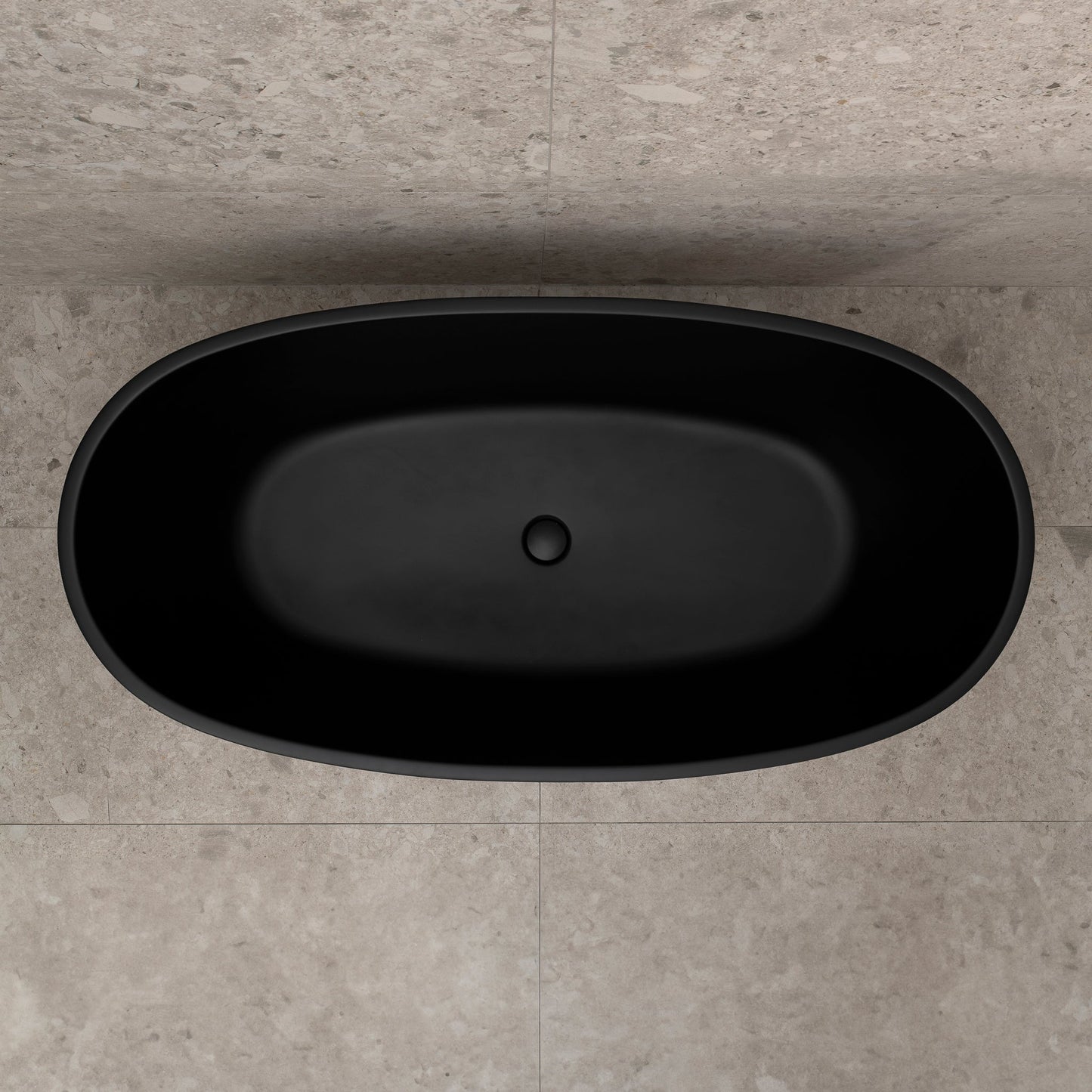 Byron Egg 59 inch Acrylic Freestanding Oval Bathtub, Matte Black