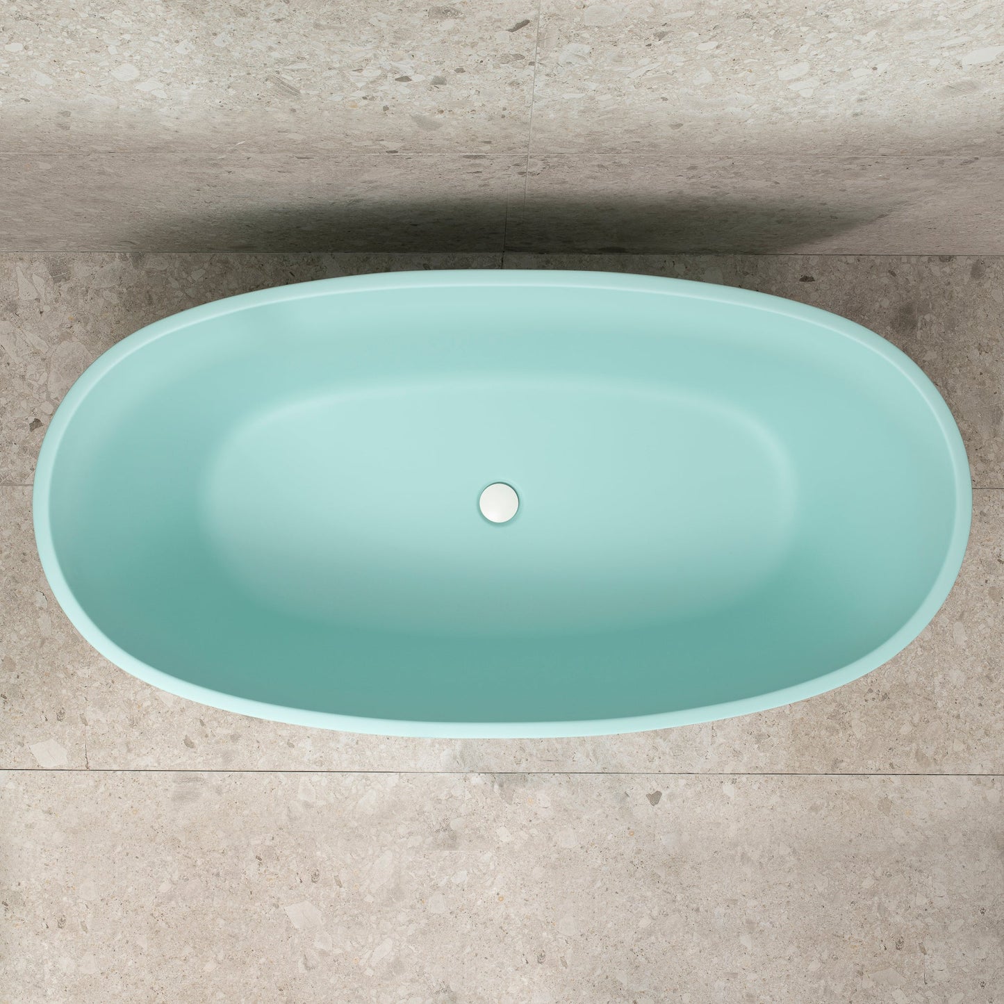 Byron Egg 59 inch Acrylic Freestanding Oval Bathtub, Matte Duck Egg Blue