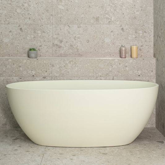 Byron Egg 59 inch Acrylic Freestanding Oval Bathtub, Matte Light Pistachio