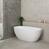 Byron Egg 59 inch Acrylic Freestanding Oval Bathtub with Overflow, Matte White