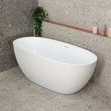 Byron Egg 59 inch Acrylic Freestanding Oval Bathtub with Overflow, Matte White