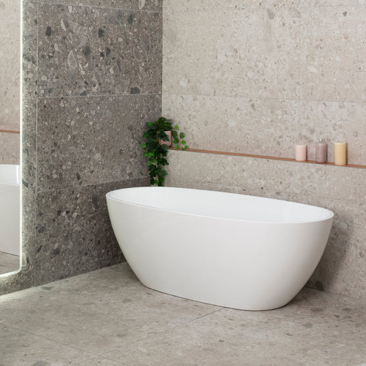 Byron Egg 63 inch Acrylic Freestanding Oval Bathtub, Gloss White