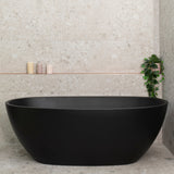 Byron Egg 63 inch Acrylic Freestanding Oval Bathtub, Matte Black