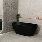 Byron Egg 63 inch Acrylic Freestanding Oval Bathtub, Matte Black