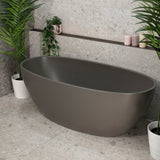 Byron Egg 63 inch Acrylic Freestanding Oval Bathtub, Matte Charcoal Grey