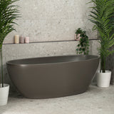 Byron Egg 63 inch Acrylic Freestanding Oval Bathtub, Matte Charcoal Grey