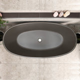 Byron Egg 63 inch Acrylic Freestanding Oval Bathtub, Matte Charcoal Grey
