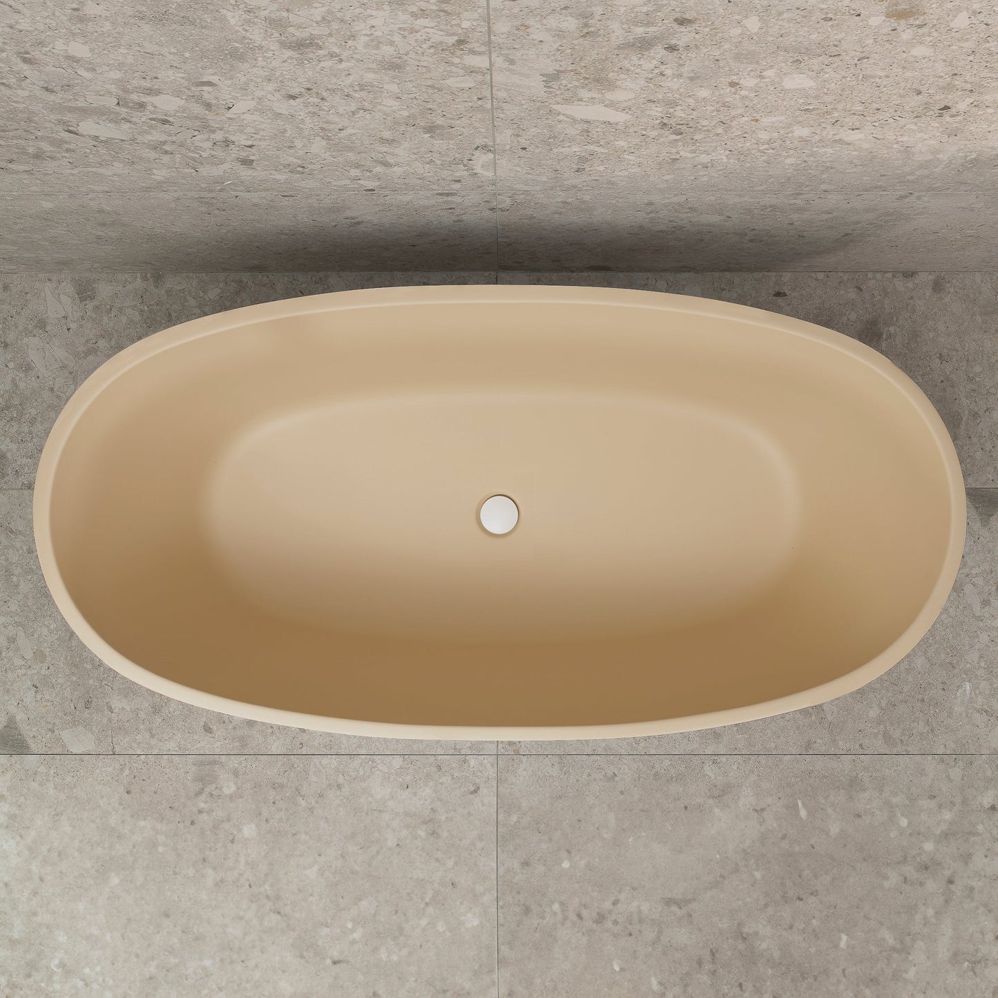 Byron Egg 63 inch Acrylic Freestanding Oval Bathtub, Matte Vanilla Beige