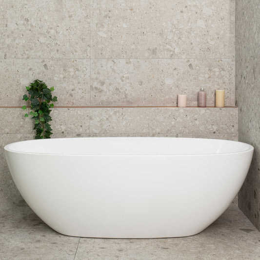 Byron Egg 67 inch Acrylic Freestanding Oval Bathtub, Gloss White