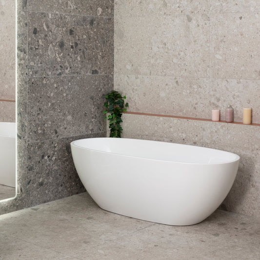 Byron Egg 67 inch Acrylic Freestanding Oval Bathtub, Gloss White
