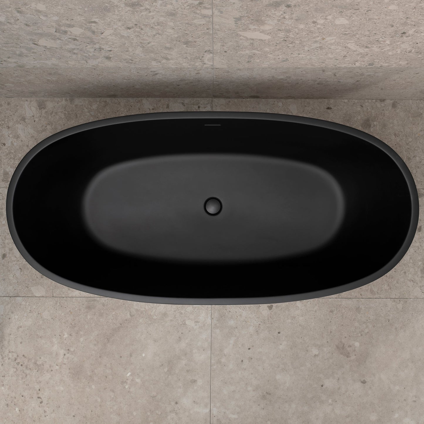 Byron Egg 67 inch Acrylic Freestanding Oval Bathtub with Overflow, Matte Black