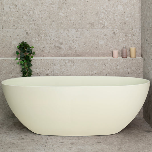 Byron Egg 67 inch Acrylic Freestanding Oval Bathtub, Matte Light Pistachio