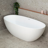 Byron Egg 67 inch Acrylic Freestanding Oval Bathtub with Overflow, Matte White