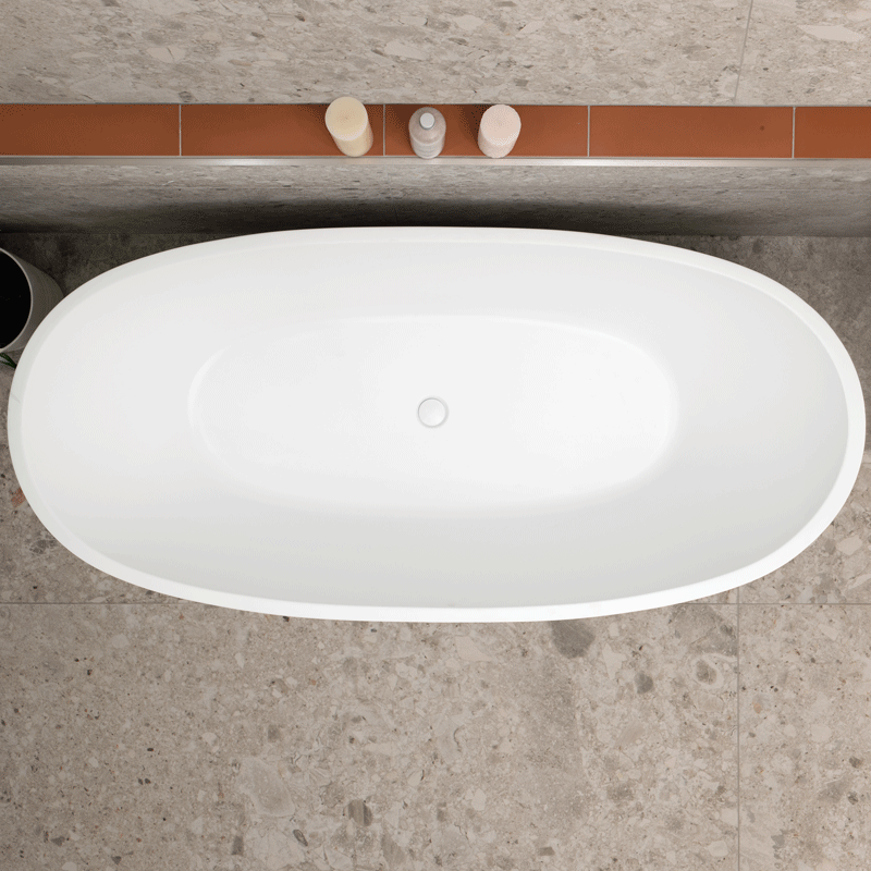 Byron Egg 71 inch Acrylic Freestanding Oval Bathtub, Gloss White