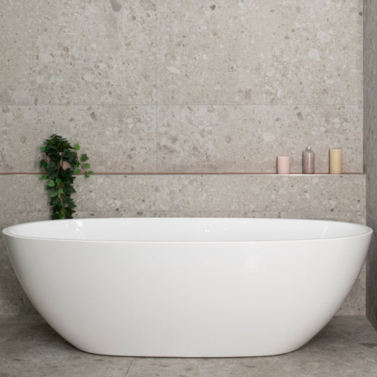 Byron Egg 71 inch Acrylic Freestanding Oval Bathtub, Gloss White