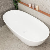 Byron Egg 71 inch Acrylic Freestanding Oval Bathtub, Gloss White