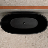 Byron Egg 71 inch Acrylic Freestanding Oval Bathtub, Matte Black