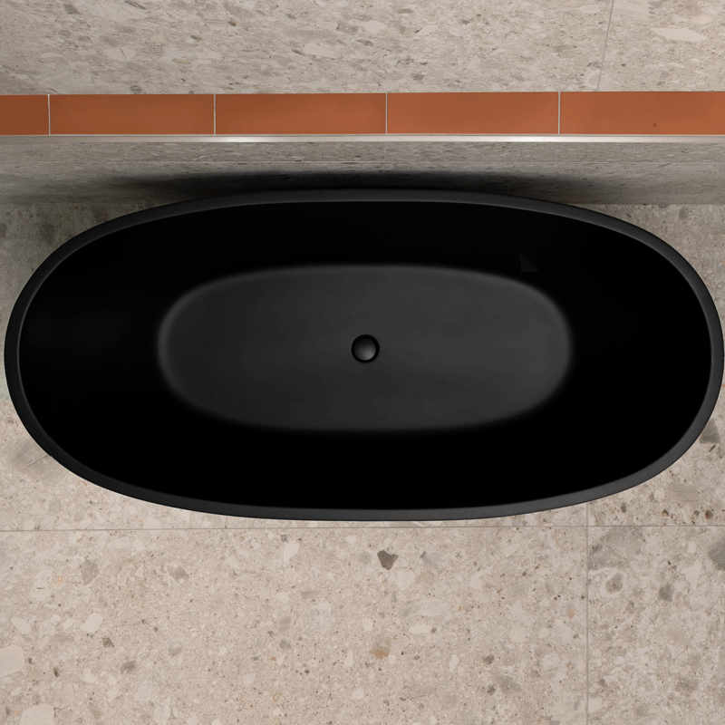 Byron Egg 71 inch Acrylic Freestanding Oval Bathtub, Matte Black