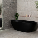 Byron Egg 71 inch Acrylic Freestanding Oval Bathtub, Matte Black
