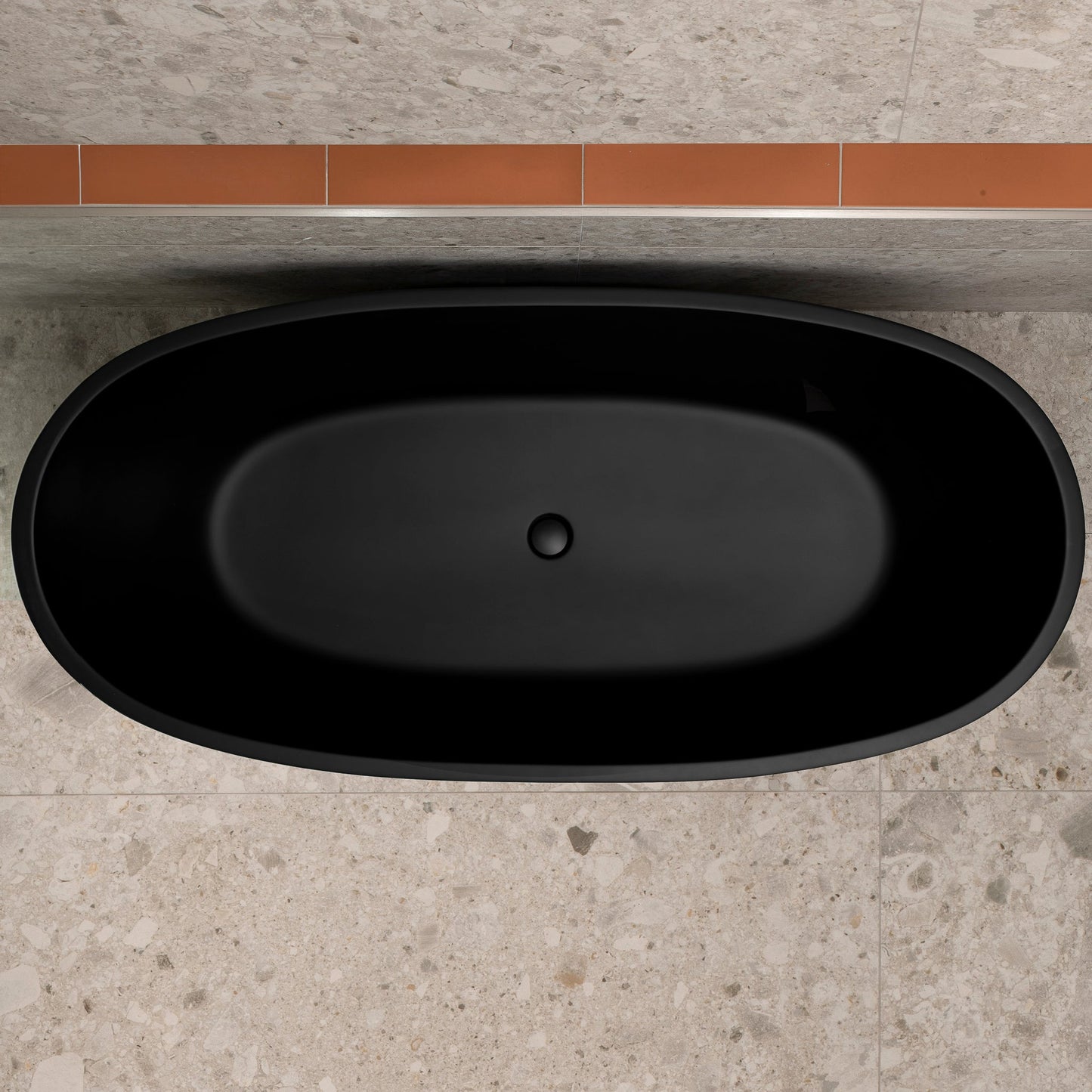 Byron Egg 71 inch Acrylic Freestanding Oval Bathtub, Matte Black
