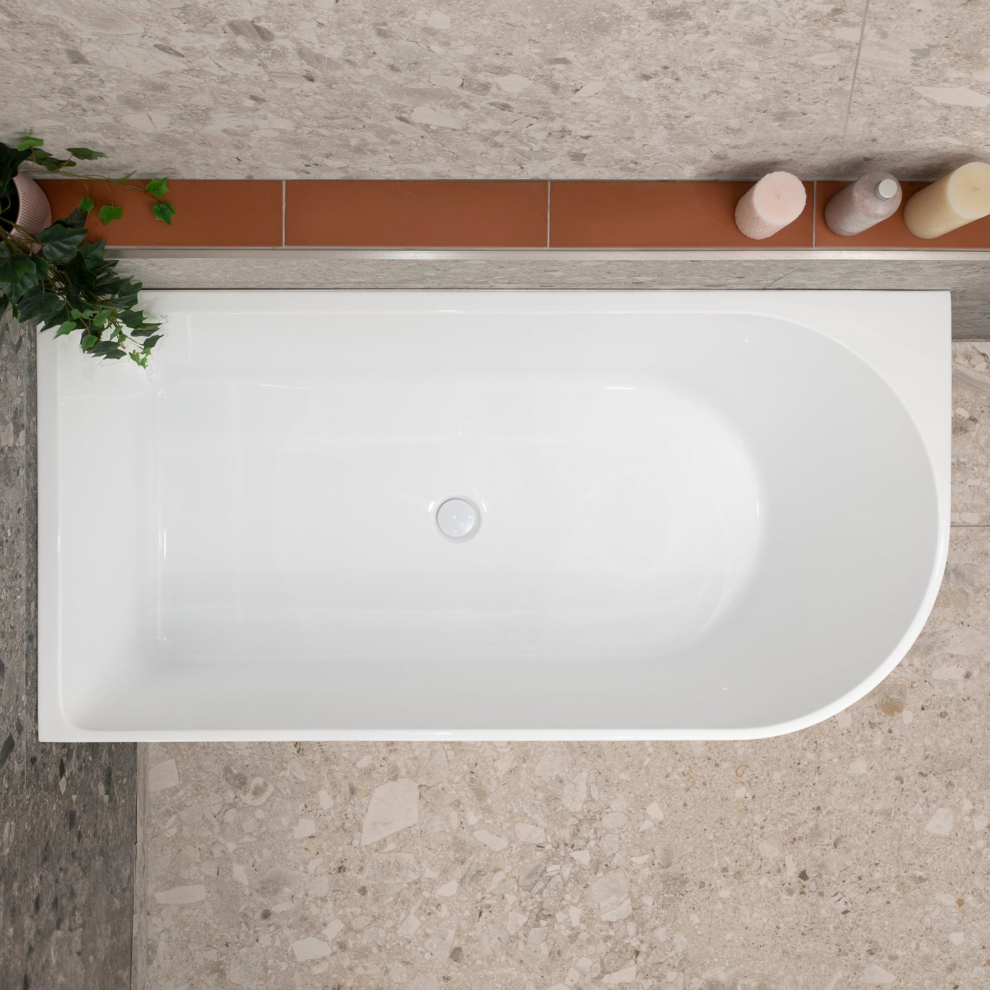 Arco 59 inch Acrylic Freestanding Left Corner Bathtub, Gloss White