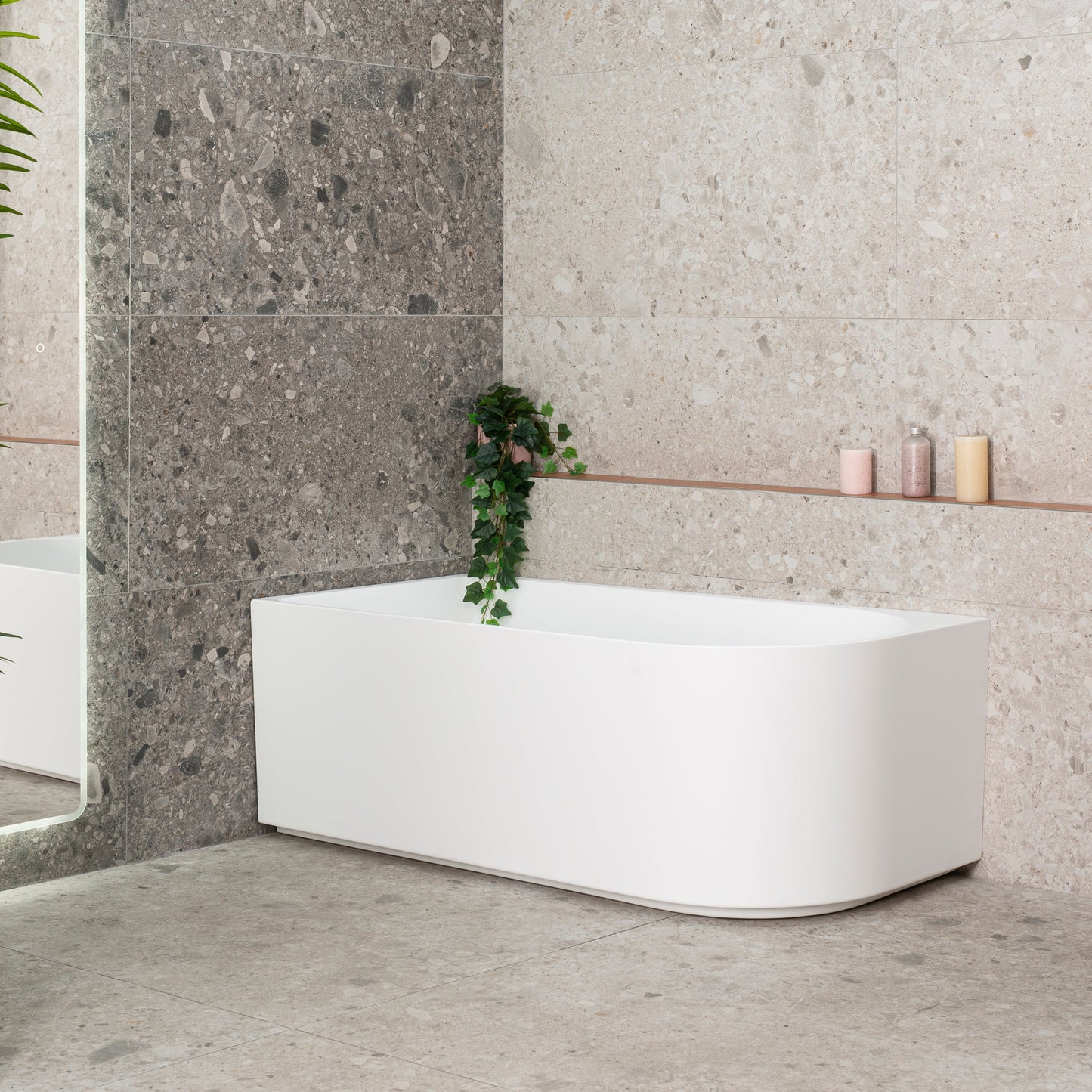 Arco 59 inch Acrylic Freestanding Left Corner Bathtub, Matte White