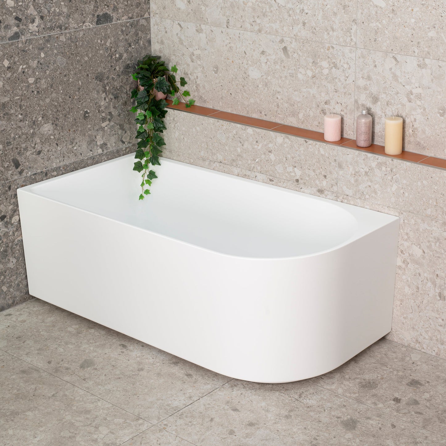 Arco 59 inch Acrylic Freestanding Left Corner Bathtub, Matte White